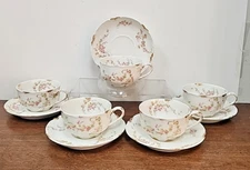 HAVILAND LIMOGES SCHLEIGER 233A NORMA CUP & SAUCER SET OF FIVE
