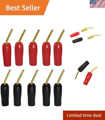 Corrosion Resistant 2mm Gold Plated Speaker Connectors - 10-Pack for Clear Sound