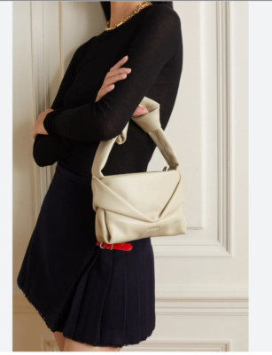 STAUD KISS BAG MSRP$ 395 Buffed Lambskin Leather in Cream Summer Chic