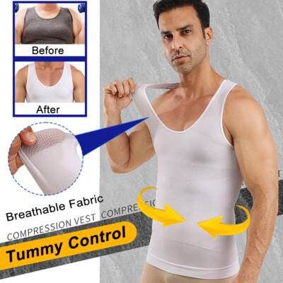 Herren Bauchweg Mieder Unterhemd Kompression Shirts Body Shaper Abnehmen Korsett