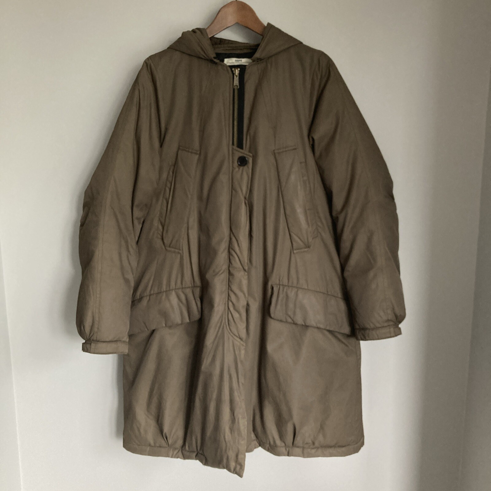 Hope Stockholm Sthlm Coat Womens 40 UK 12 Brown Hooded Parka Jacket Mid Length