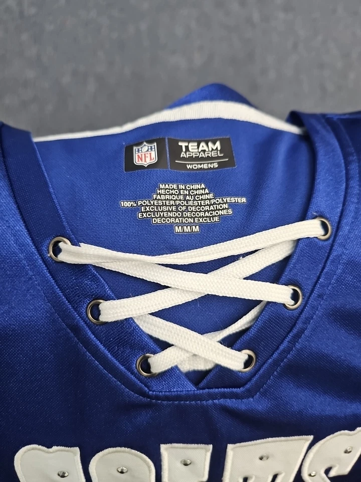 Ropa del equipo de la NFL Jersey Indianapolis Colts Mujer M Camisa Azul Con cordones Cuello en V Foto 2 de 3