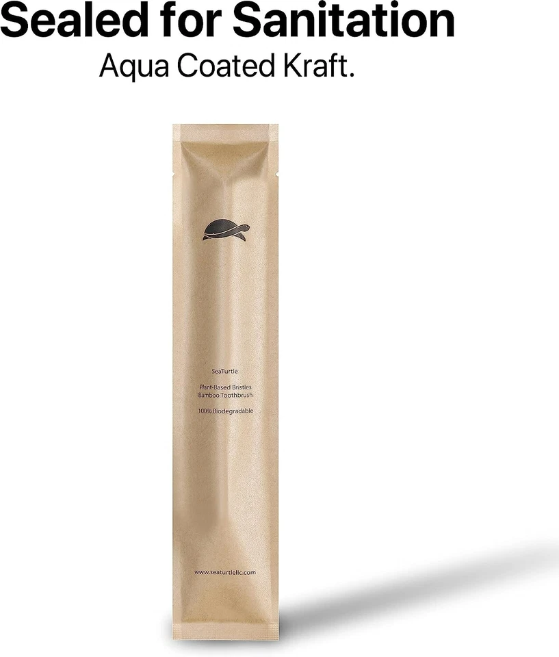 Cepillo de dientes de bambú con cerdas a base de plantas para tortugas marinas - Paquete de 10 - Cerdas suaves Foto 3 de 4