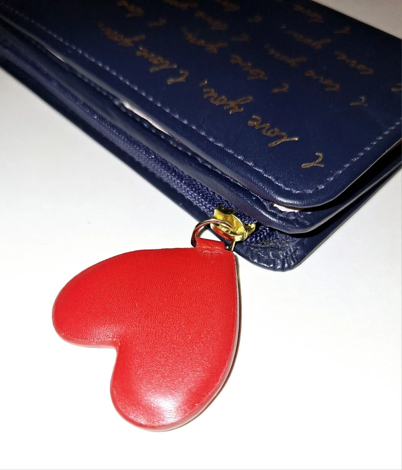 ❤️全新 RADLEY LONDON 海军蓝/金色/红色“我爱你”中号皮革双折钱包 ❤️ — 第 4/4 张图片