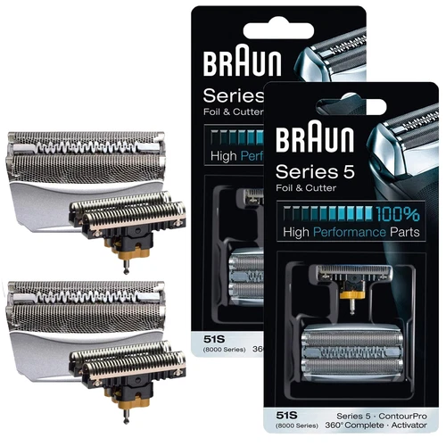 Braun 51S Series 5 Electric Shaver Foil & Cutter Head Replacement 2 Pack Silver - Picture 2 of 6