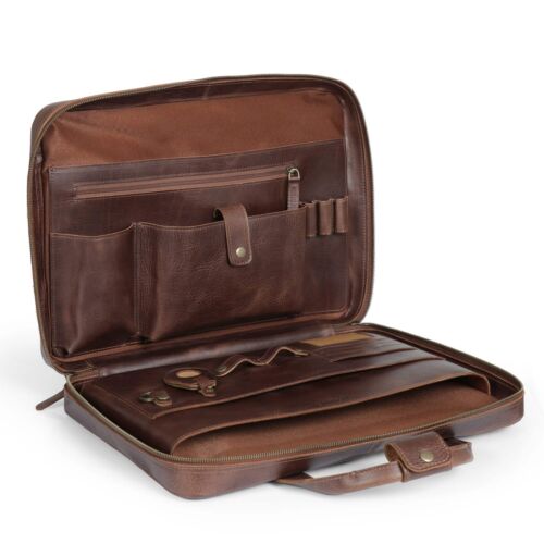 Personalisierte Leder Reise 16" Laptoptasche - Aktentasche Umhängetasche Portfolio - Bild 21 von 26