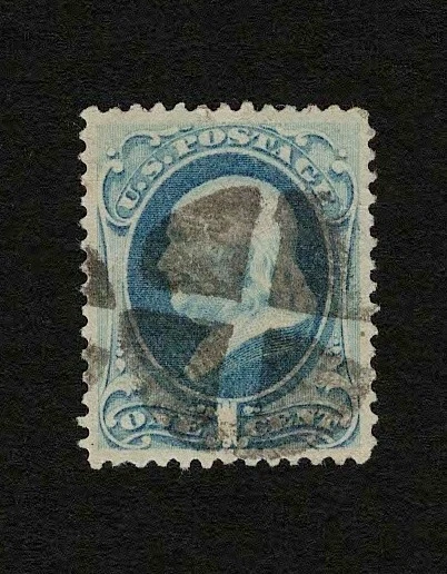 US 1879 #182 Franklin 1c Blue Fancy Cancel XF-S Used - Image 2 of 3