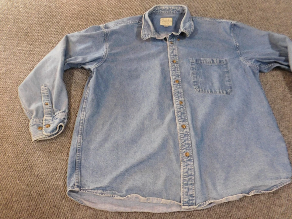 Cabelas Shirt XL Extra Large denim outdoors blue Mens hunting safari - Image 4 of 4