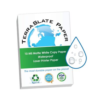 TerraSlate Paper 10 MIL 11'' x 17'' Waterproof Laser Printer/Copy Paper 50 Sheets