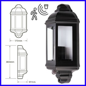 Led Half Lantern Ip44 Exterior Traditional Wall Mounted Pir Motion Sensor Light Ebay
