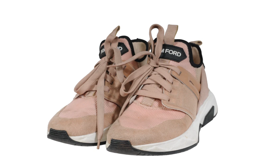 Tom Ford Women Jago Low Top Sneakers US 7.5 EU 37.5 Pink Nylon Mesh Trainers - Image 3 of 4