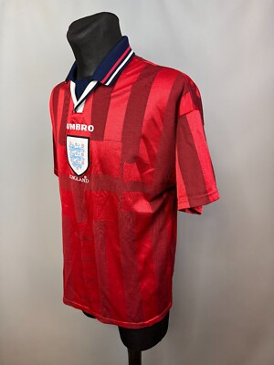 ENGLAND 1997 1998 AWAY SHIRT FOOTBALL SOCCER JERSEY UMBRO MENS RED
