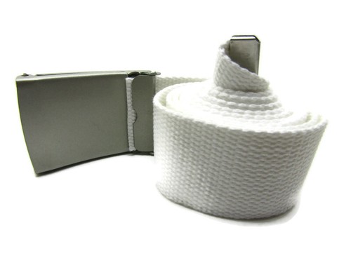Unisex High Quality Canvas Fabric Webbing Belt Brushed Silver Buckle Army Style - Picture 71 of 275