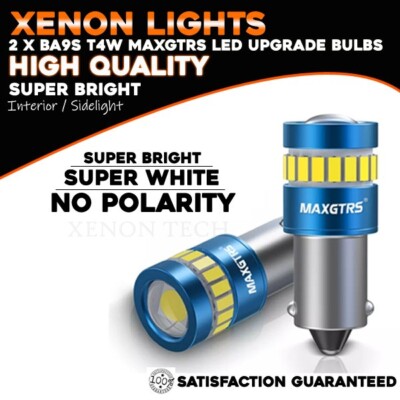 2 x BA9S 233 T4W T11 LED Auto Bajonett ULTRA HELL WEISS Innen Seiten Glühbirne