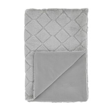 Image of Catherine Lansfield Winter Cosy Diamond Faux Fur Bedroom Collection Silver