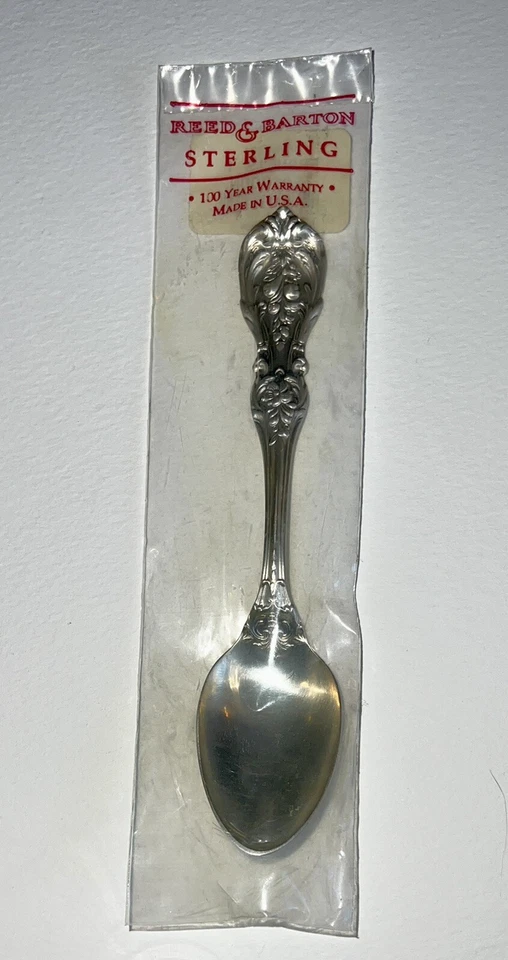 Cucharadita Reed & Barton Francis I plata esterlina 6" nueva en paquete original Foto 2 de 4