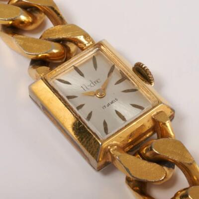 Pedre 17 Jewel Vintage Women's Wrist Watch Gold Plate Link Band