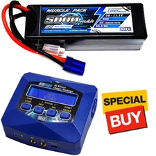 NHX Muscle Pack 3S 11.1V 5000mAh 50C Lipo Battery w/ EC5 Plug / EZPRO AC Charger
