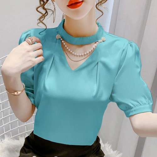 Blusas De Mujer Camisas Moda Blusa Elegante Casual Manga Corta Nueva Camisa Tops - Picture 10 of 29