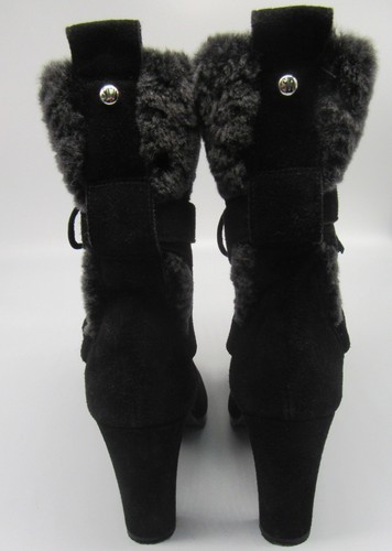 Stuart Weitzman Black Suede Pointy toe boot with fur trim and tassel Size 6M - Picture 5 of 7