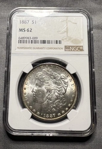 1887 MORGAN SILVER DOLLAR NGC MS62 Toning