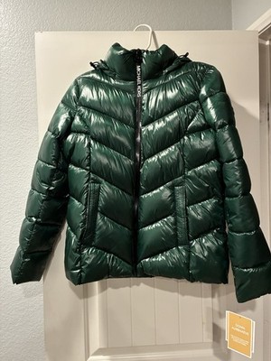 Michael Kors Water Resistant Packable Hooded Green Puffer Jacket S