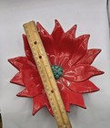 Ceramic Poinsetta Dish Vintage Red & Green 8"  — photo 6