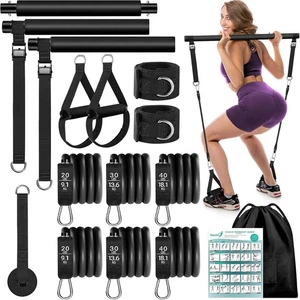 Kit de barre de Pilates Portable avec 6 Bandes de résistance Home Gym Fitness Training Set