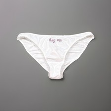 Vintage Victoria s Secret Silky White Bikini Panty Rhinestone Hug Me Y2K Rare