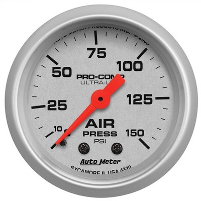 AutoMeter 4320 Ultra-Lite Mechanical Air Pressure Gauge 0-150 PSI 2-1/16''