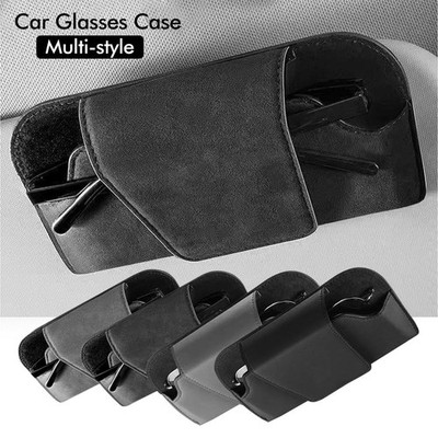 Car Sunglasses Holder Visor Case Suede Glasses Box Universal Auto Accessory