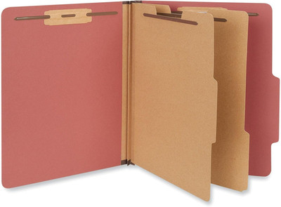 Six-Section Classification Folders, Heavy-Duty Pressboard Cover, 2 Dividers, 6 F