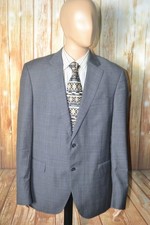 Peter Millar Men Gray Plaid Wool 2 Front Button Sports Coat Sz 44T