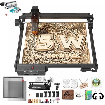 ATOMSTACK A5 PRO V2 Laser Engraving Machine +Air Assist+Honeycomb+R3 Pro Roller