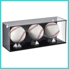 Baseball Golf Ball Display Case for 3 Balls UV Protected Acrylic Boxes for Di...