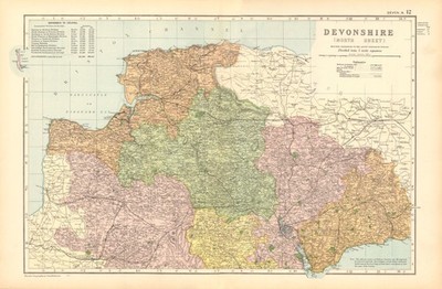 DEVONSHIRE (NORDEN). Parlamentarische Abteilungen. Parks. Devon. Speck 1904 alte Karte