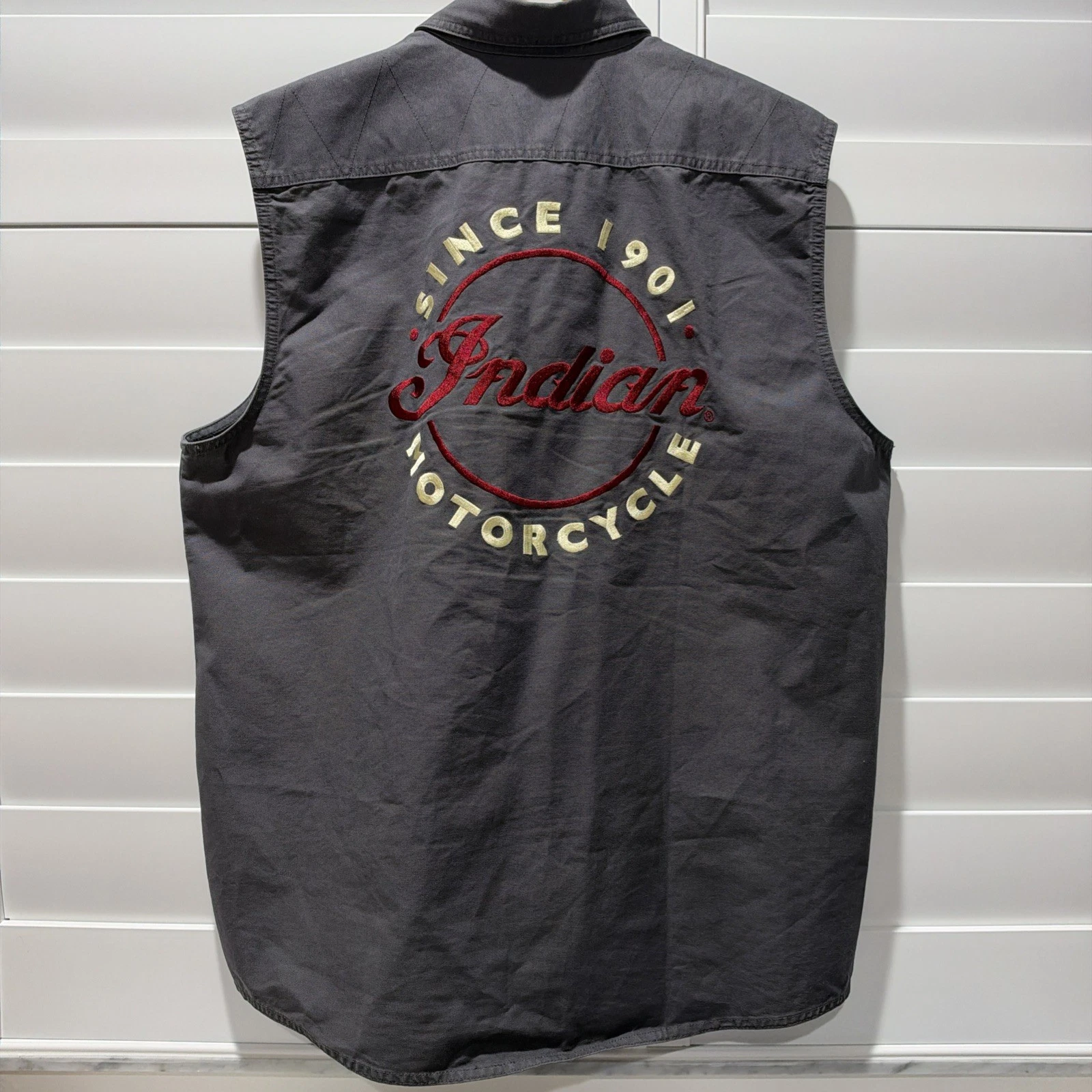 Indian Motorcycle Men's Gray Button Front Vest XL Embroidered Official Licensed - product detail image 5