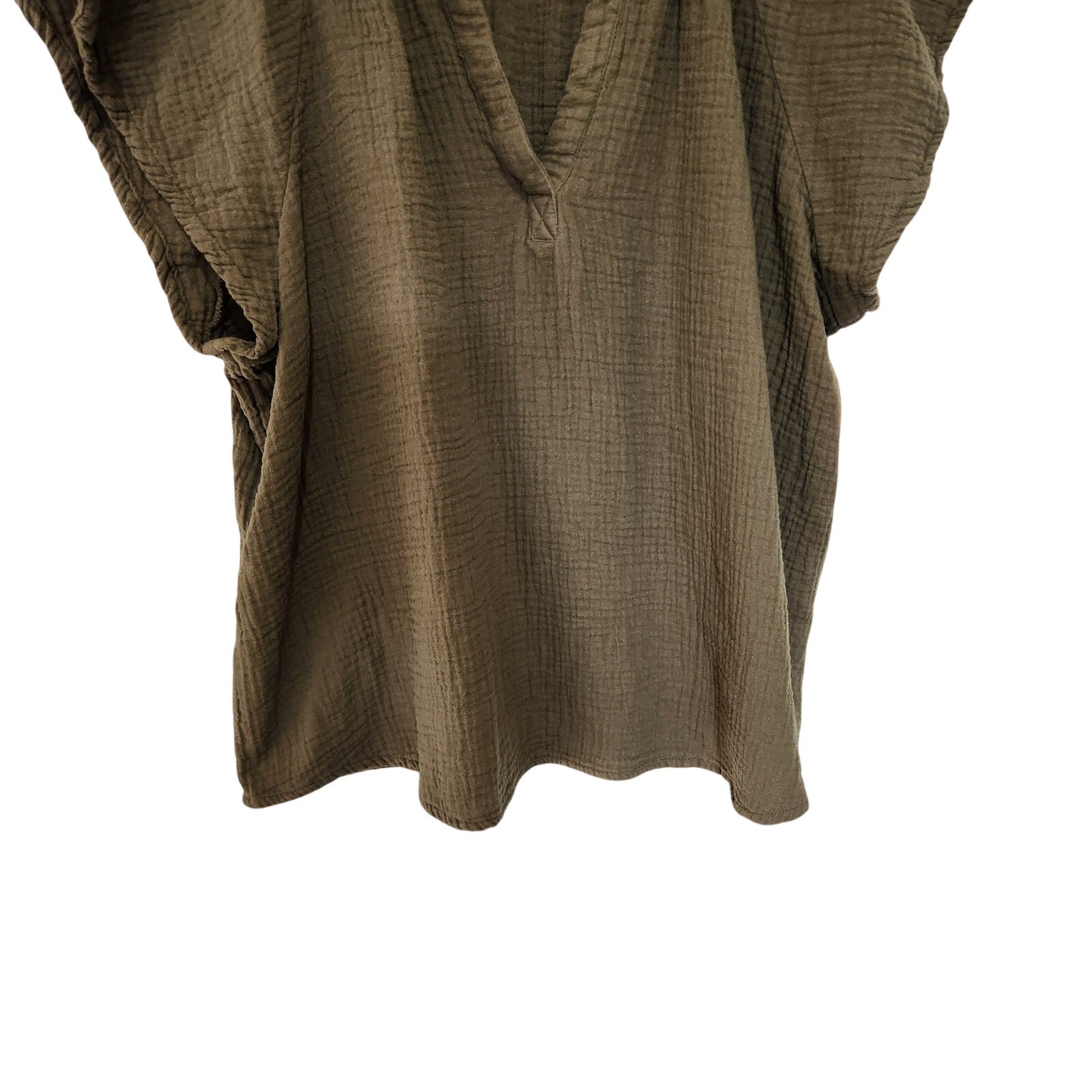 Universal Thread Earthy Green Flutter Sleeve Slub… - image 3