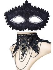 Black Venetian Mask Masquerade with Elegant Vintage Middle,