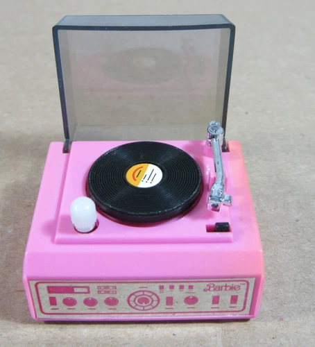 MATTEL BARBIE WIND UP LP VINYL RECORD PLAYER  2" DOLLHOUSE MINIATURE