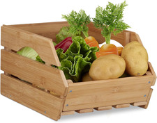 Cassetta Bambù, Contenitore Impilabile, Box Portaoggetti Aperto, Stabile HLP: 20