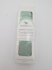 AMAZING BABY Newborn Muslin Swaddle breathable super cotton blanket36" x 36"