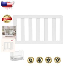 White Wood Toddler Guard Rail - Crib to Bed Conversion Safety