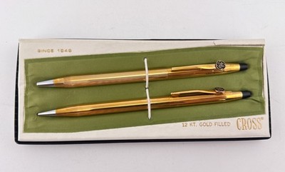 VTG Cross 12 KT Gold Filled Pen & Mechanical Pencil General Electric GE Logo