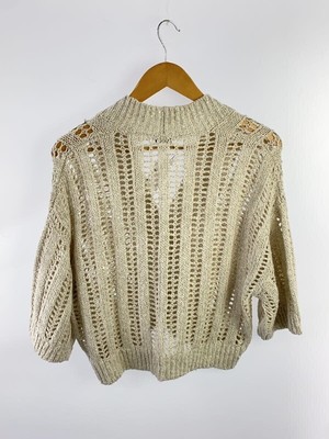 BRUNELLO CUCINELLI◆22ss/Open Knit Cardigan/XXS/リネン/BEG/222MCJ386906P BRUNELLO CUCINELLI CARDIGAN 22SS OPEN KNIT XXS LINEN Beige