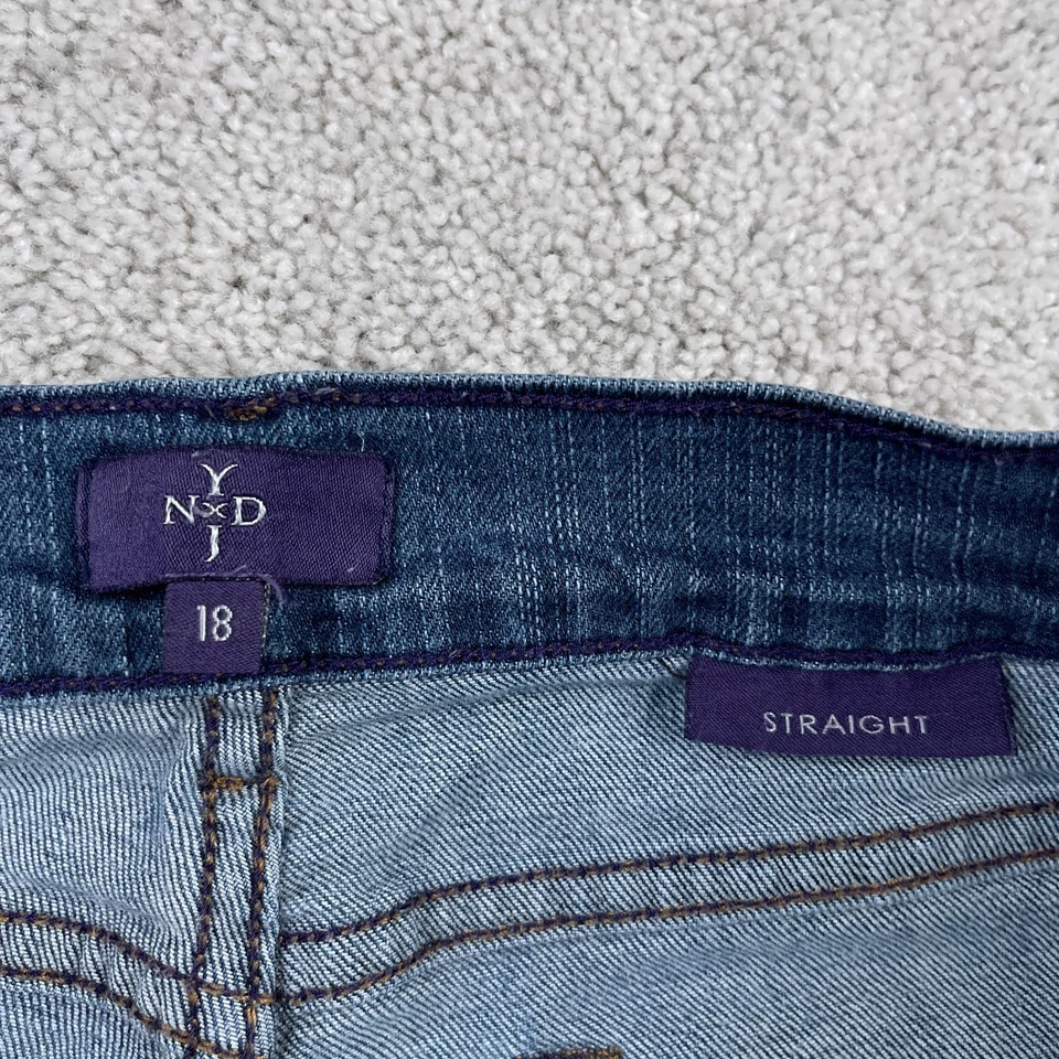 NYDJ Jean Womens 18 Blue Straight Leg High Rise Stretch Denim Made in USA - Image 4 of 4