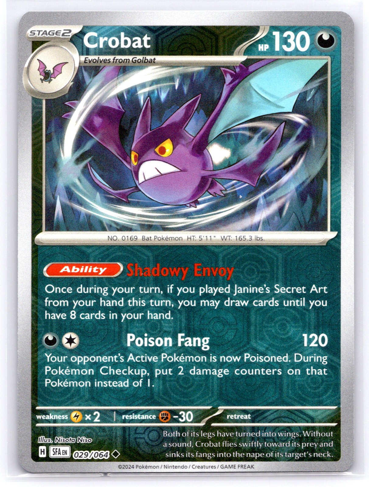 Pokemon NM Reverse Holo Crobat 029/064 Uncommon SV: Shrouded Fable