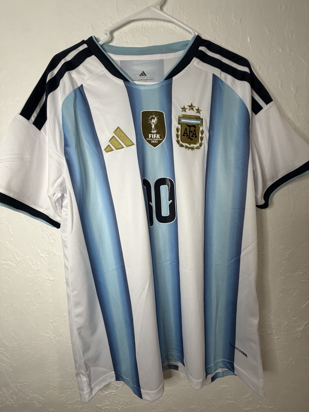 adidas Argentina Lionel Messi #10 Soccer Jersey Light Blue/White Men size L
