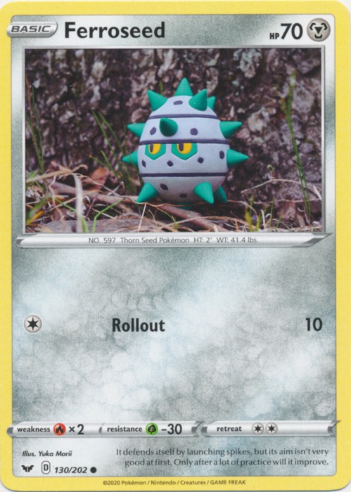 Ferroseed - 130/202 - Common (Near Mint) Sword & Shield Base Set - Metal Pokémon