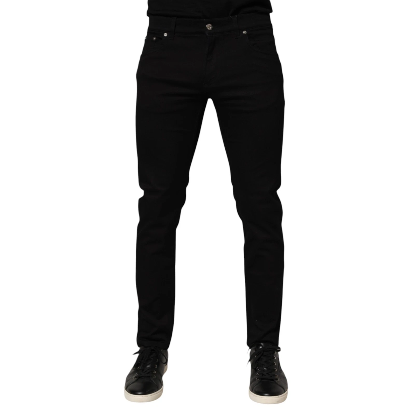 DOLCE & GABBANA Pants Black Cotton Blend Skinny Men Trouser IT50/W36/L 1050usd